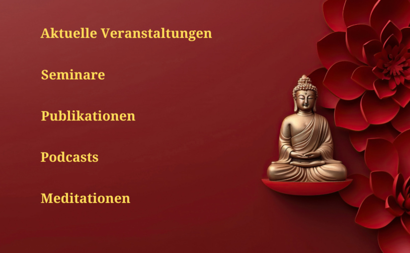 Goldener Buddha mit rotem Hintergrund